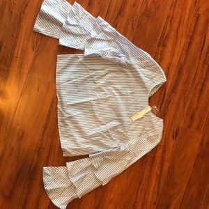 Striped  Ruffle sleeved shirt